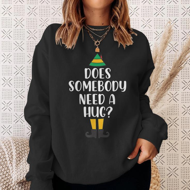 Does Somebody Need A Hug Christmas Elf Buddy Men Women Sweatshirt Graphic Print Unisex Gifts for Her