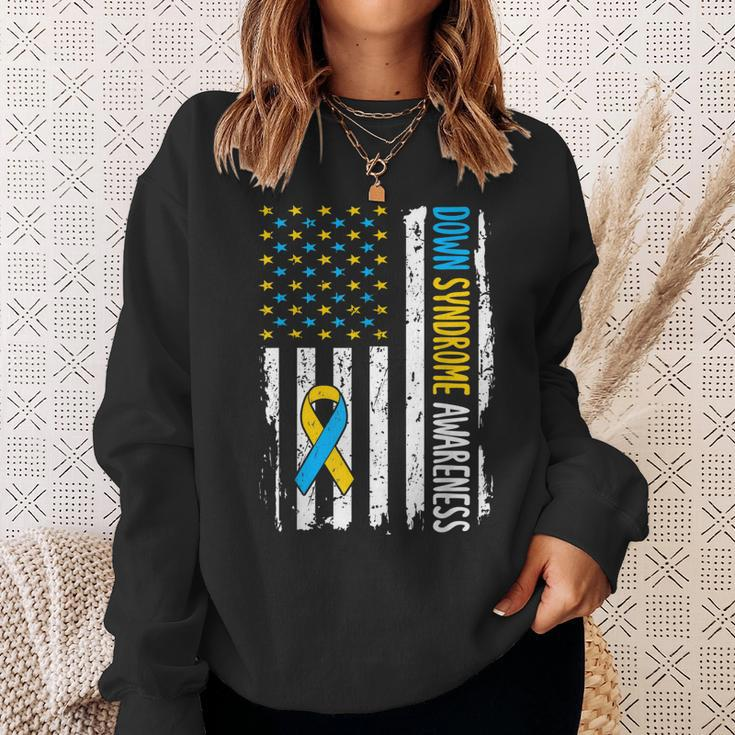 Down Syndrome Awareness American Flag T21 Down Syndrome Sweatshirt Gifts for Her