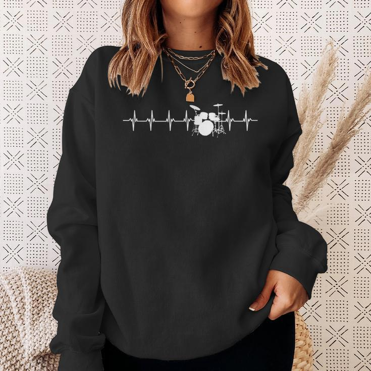Drums Heartbeat For Drummers & Percussionists Drum Design Sweatshirt Gifts for Her