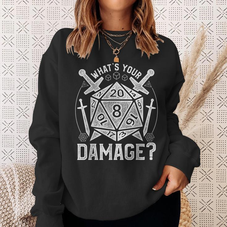 Dungeons Dice Rpg Whats Your Damage Men Women Sweatshirt Graphic Print Unisex Gifts for Her