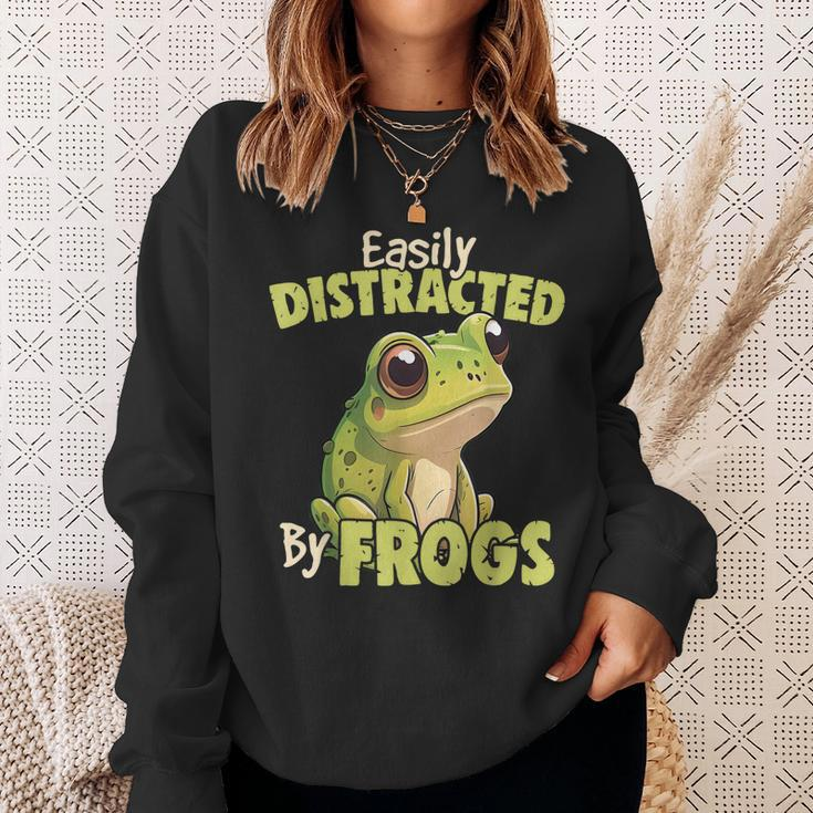 Easily Distracted By Frogs - Frog Lover Sweatshirt Gifts for Her