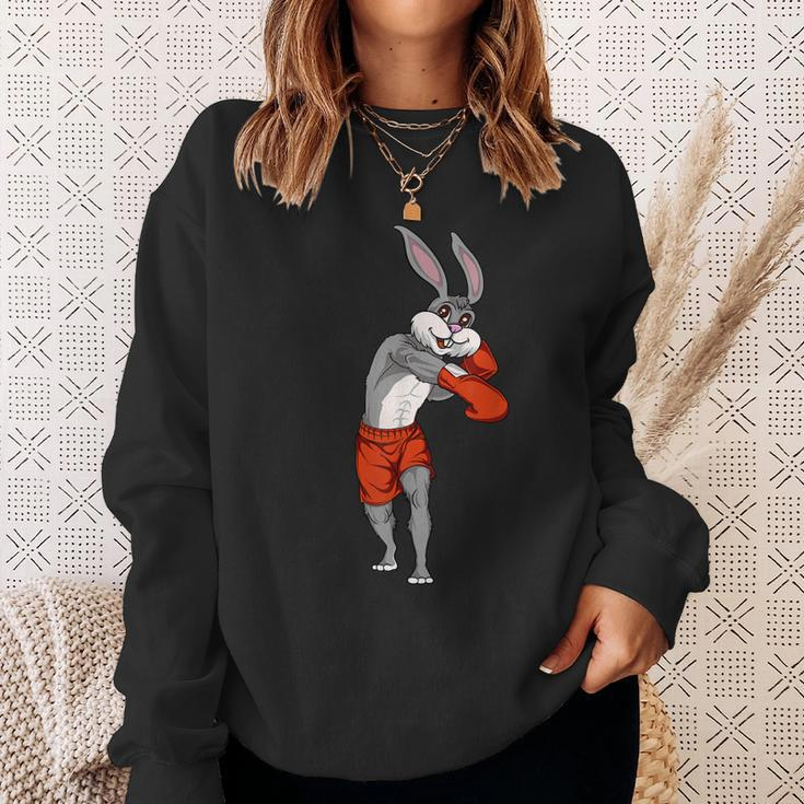 Easter Bunny Boxing Rabbit Sweatshirt Gifts for Her