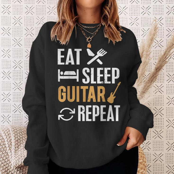 Eat Sleep Guitar Repeat For Guitar Lovers Men Women Sweatshirt Graphic Print Unisex Gifts for Her