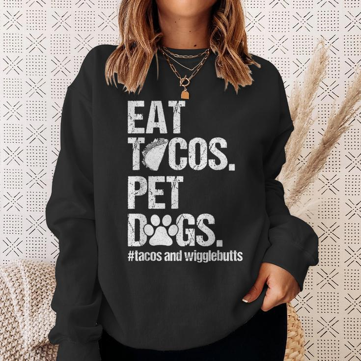 Eat Tacos Pet Dogs Tacos And Wigglebutts Retro Sweatshirt Gifts for Her