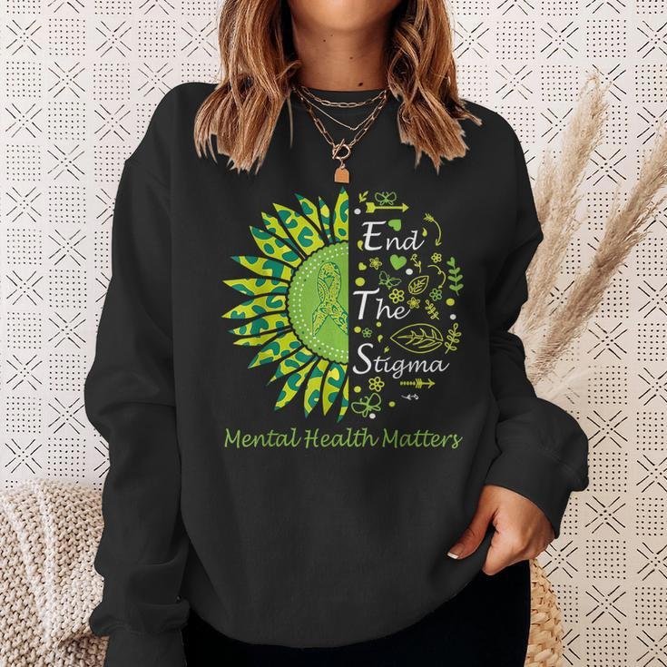 End The Stigma Mental Health Matters Ribbon Awareness Gifts Sweatshirt Gifts for Her