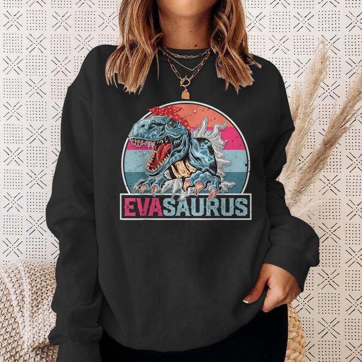 Eva Saurus Funny Personalized DinosaurRex Name Sweatshirt Gifts for Her