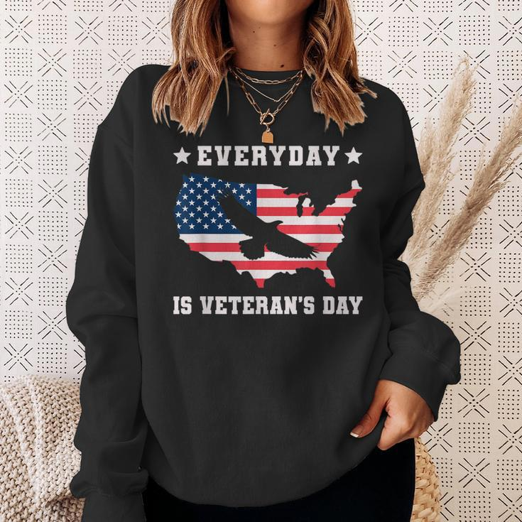 Everyday Is Veterans Day Proud American Flag Men Women Sweatshirt Graphic Print Unisex Gifts for Her