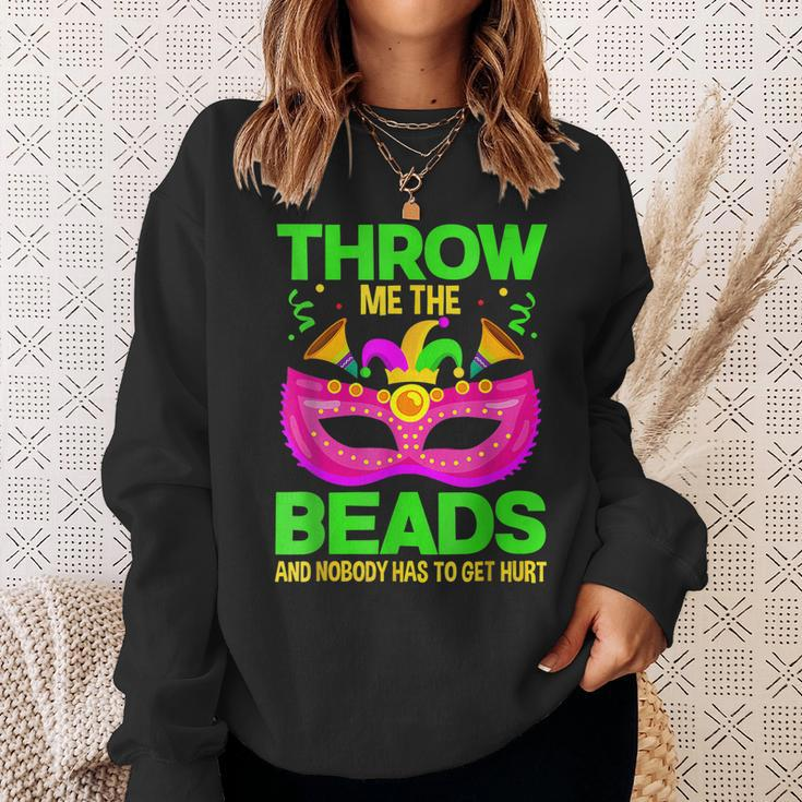 Fat Tuesdays Throw Me The Beads Mardi Gras New Orleans Sweatshirt Gifts for Her