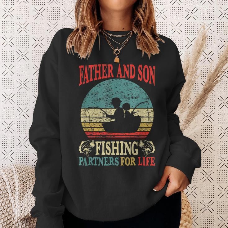 Father Son Fishing Partners For Life Vintage Dad Matching Sweatshirt Gifts for Her