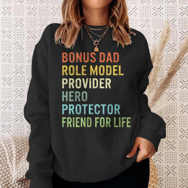 Fathers Day Bonus Provider Dad Friend For Life Hero Step Dad Sweatshirt Gifts for Her