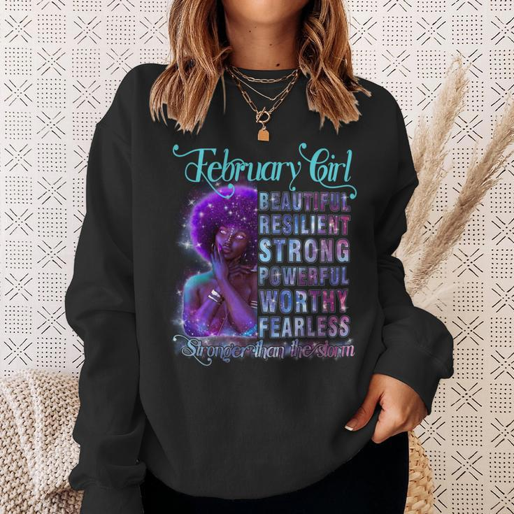 February Queen Beautiful Resilient Strong Powerful Worthy Fearless Stronger Than The Storm Sweatshirt Gifts for Her