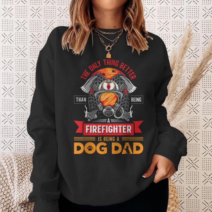 Firefighter Dog Lover Firefighting Pipeman Fireman Dog Dad Men Women Sweatshirt Graphic Print Unisex Gifts for Her