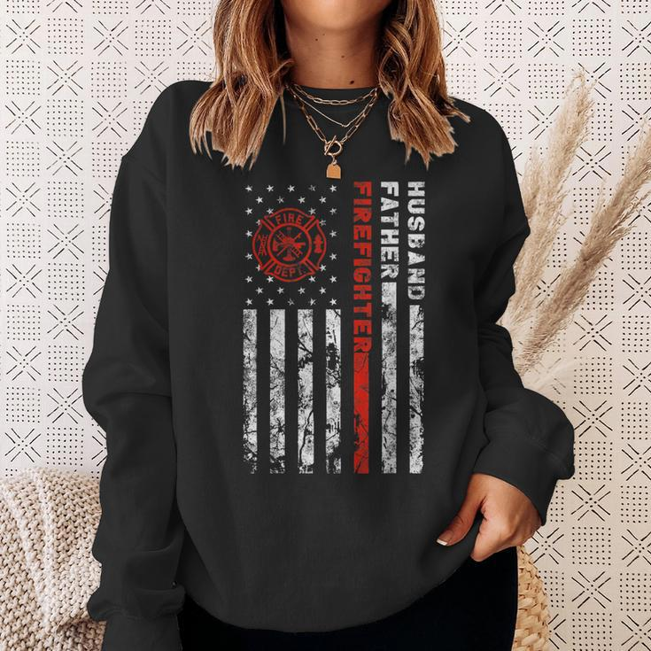 Firefighter Husband Father Fireman Fathers Day Gift For Dad Sweatshirt Gifts for Her