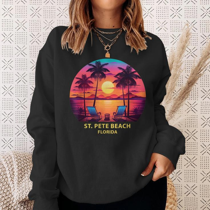 Florida St Pete Beach Colorful Palm Trees Beach Sweatshirt Gifts for Her