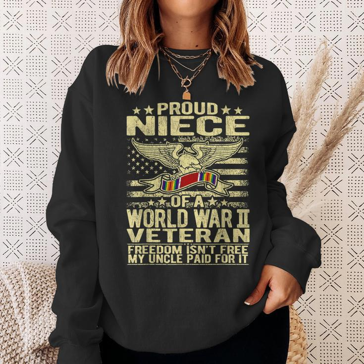 Freedom Isnt Free Proud Niece Of A World War 2 Veteran Gift Men Women Sweatshirt Graphic Print Unisex Gifts for Her