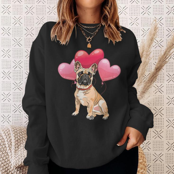 French Bulldog Frenchie Dog Cute Frenchie Heart Balloons Pet Animal Dog French Bulldog 131 Frenchies Sweatshirt Gifts for Her