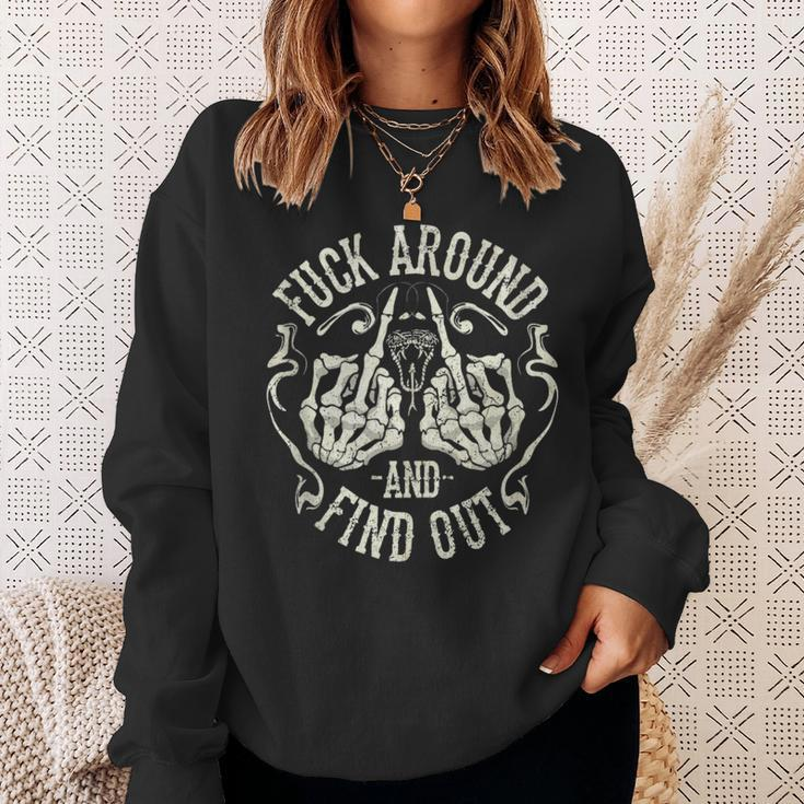Fuck Around And Find Out Middle Finger Snake Head With Smoke Sweatshirt Gifts for Her