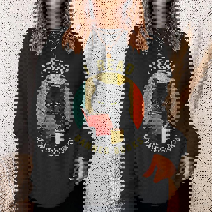 Funny Cat I Read Banned Books Bookworms Loves Reading Books Sweatshirt Gifts for Her