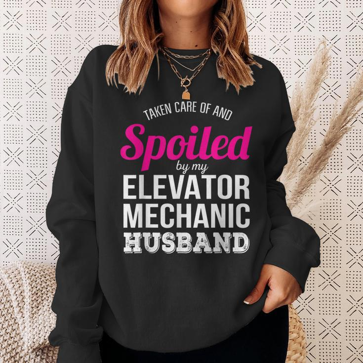 Funny Elevator Mechanic Wife Anniversary Gift Men Women Sweatshirt Graphic Print Unisex Gifts for Her