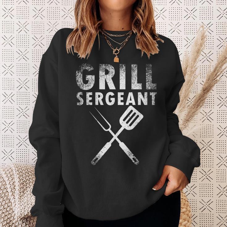 Funny Fathers Day Gift Grill Sergeant Grilling Dad Vintage V2 Sweatshirt Gifts for Her