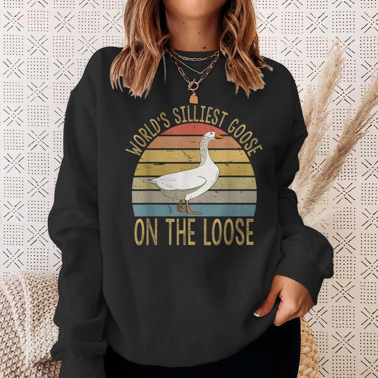 Funny Goose Worlds Silliest Goose On The Loose Vintage Sweatshirt Gifts for Her