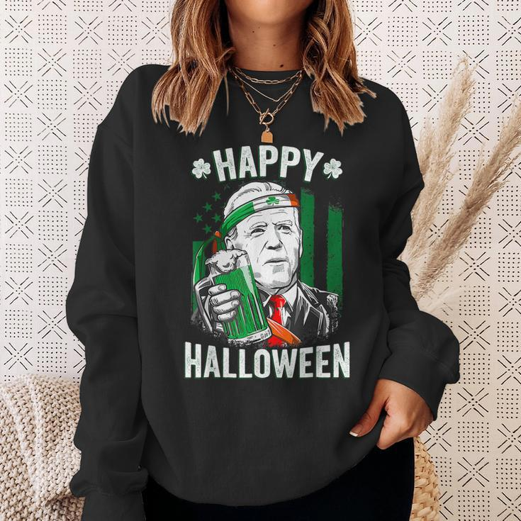 Funny Leprechaun Biden Happy Halloween For St Patricks Day Sweatshirt Gifts for Her