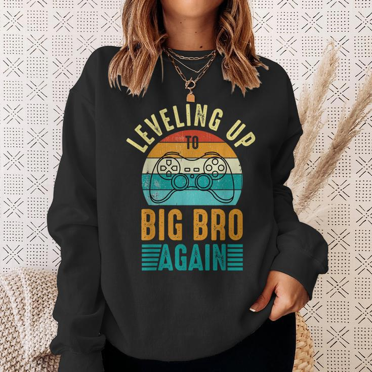 Funny Leveling Up To Big Bro Again Vintage Big Brother Again Sweatshirt Gifts for Her