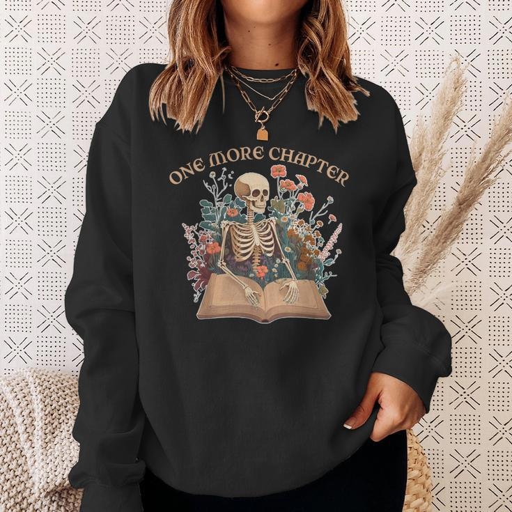 Funny One More Chapter Retro Skeleton Vintage Book Lover Sweatshirt Gifts for Her
