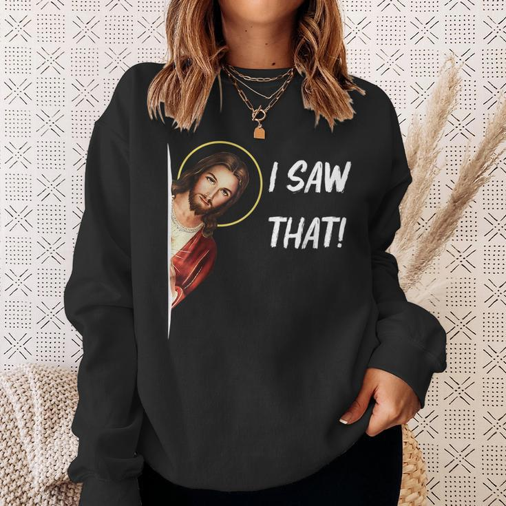 Funny Quote Jesus Meme I Saw That Christian Jesus Meme Idea Men Women Sweatshirt Graphic Print Unisex Gifts for Her