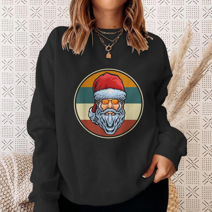 Funny Santa Claus Face Sunglasses With Hat Beard Christmas Vintage Retro Sweatshirt Gifts for Her