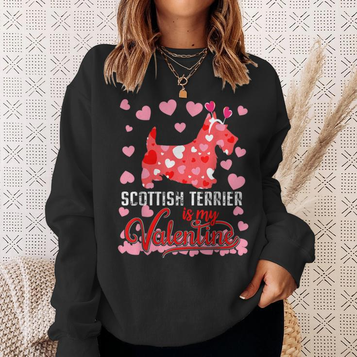 Funny Scottish Terrier Is My Valentine Dog Lover Dad Mom Sweatshirt Gifts for Her