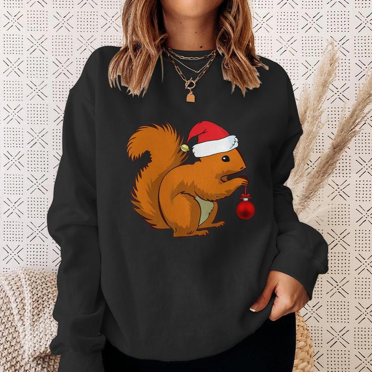Funny Squirrel Christmas Shirt Santa Hat Animal Gift Kids Tshirt Sweatshirt Gifts for Her