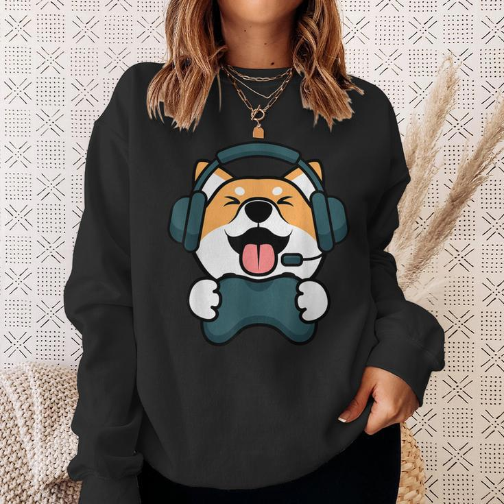 Gamer Hund Shiba Inu Gaming Zocken Nerd Lustig Kawaii Zocker Sweatshirt Geschenke für Sie