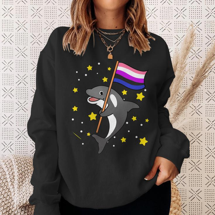 Genderfluid Pride Orca Genderfluid Sweatshirt Gifts for Her