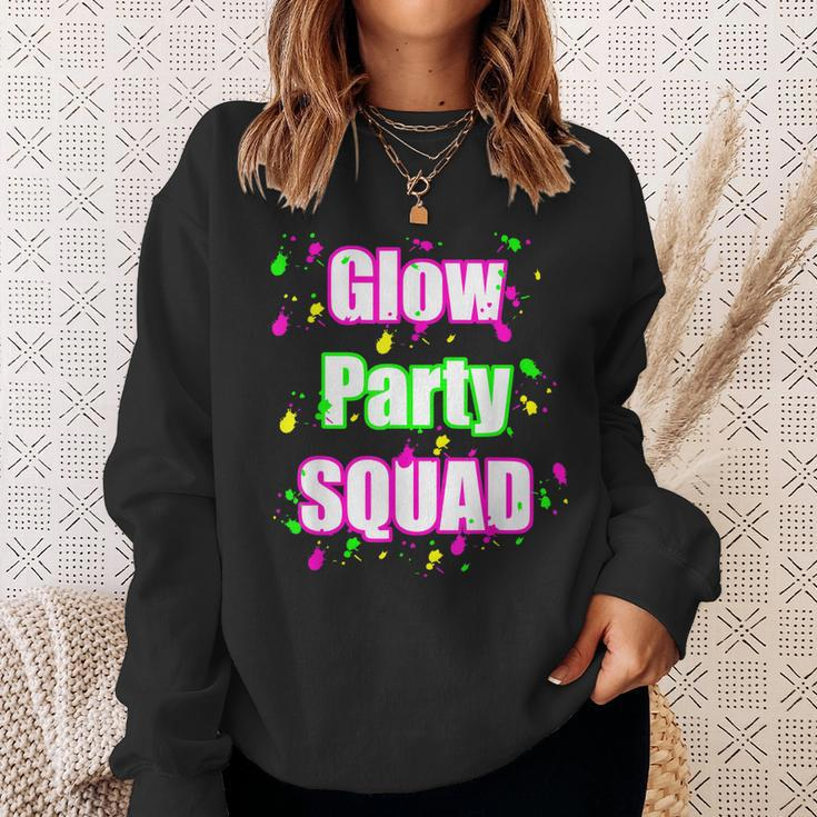 Glow Party Squad Paint Splatter Effect Neon Glow Party Sweatshirt Gifts for Her