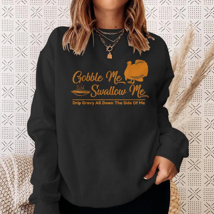 Gobble Me Swallow Funny Thanksgiving Vintage Turkey Gifts Men Women Sweatshirt Graphic Print Unisex Gifts for Her