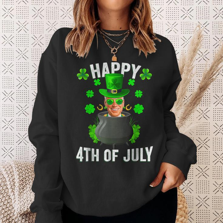 Happy 4Th Of July Funny Joe Biden Leprechaun St Patricks Day Sweatshirt Gifts for Her