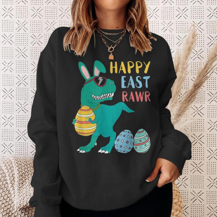 Happy EastrawrRex Dinosaur Funny Easter Bunny Egg Sweatshirt Gifts for Her