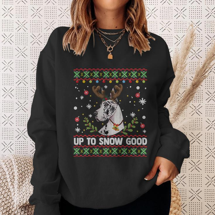 Harlequin Great Dane Dog Reindeer Ugly Christmas Sweater Great Gift Sweatshirt Gifts for Her
