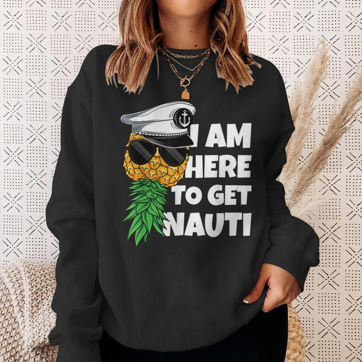 Here To Get Nauti Cruise Boat Upside Down Pineapple Swinger Sweatshirt Gifts for Her