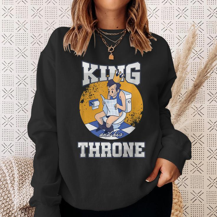Herren Sweatshirt König auf Thron, Krone & Toiletten-Humor Geschenke für Sie
