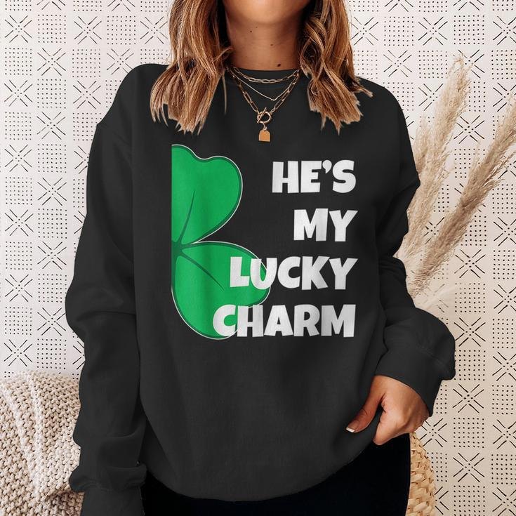 Hes My Lucky Charm Funny St Patricks Day Couple Sweatshirt Gifts for Her