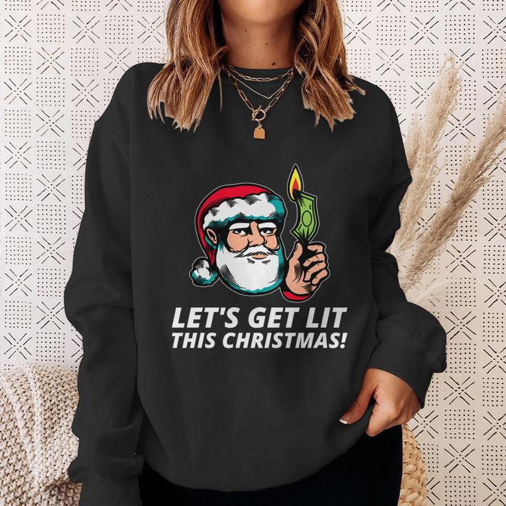 Hilarious Xmas Lets Get Lit For Ugly Christmas Party Gift Sweatshirt Gifts for Her