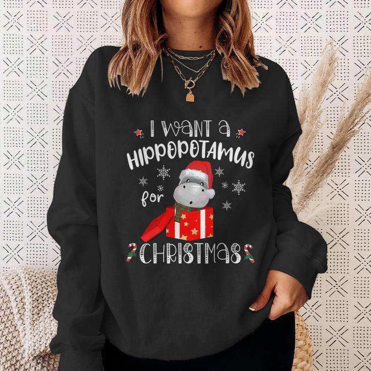 Hippopotamus For Christmas Matching Xmas Hippo Pajama Gift Sweatshirt Gifts for Her