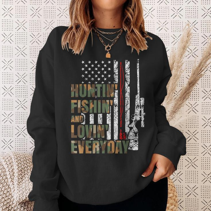 Hunting Fishing Loving Everyday American Deer Hunter Patriot Sweatshirt Gifts for Her