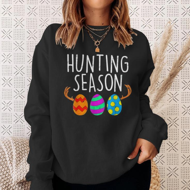 Hunting Season Eggs Deer Funny Easter Day Egg Hunt Hunter 2023 Gift Sweatshirt Gifts for Her
