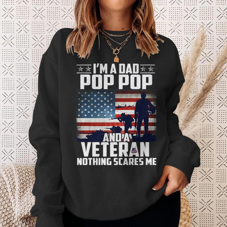 I Am A Dad Pop Pop And A Veteran Nothing Scares Me Usa Flag Sweatshirt Gifts for Her