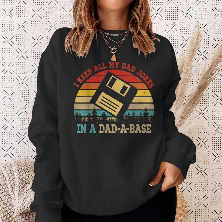 I Keep All My Dad Jokes In A Dad-A-Base Vintage Fathers Day Sweatshirt Gifts for Her