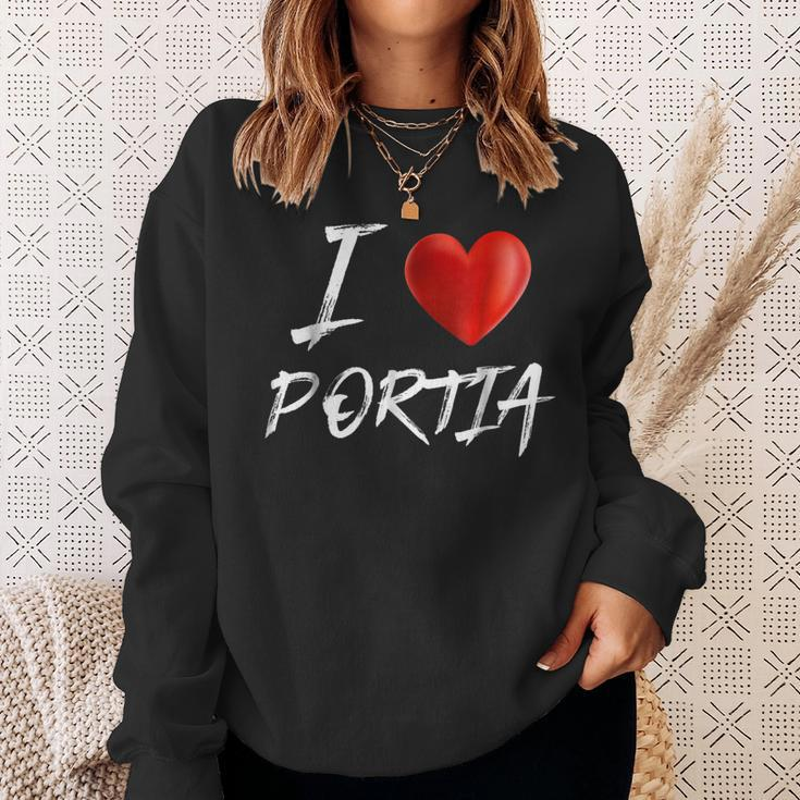 I Love Heart Portia Family NameSweatshirt Gifts for Her