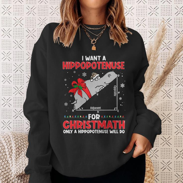 I Want A Hippopotenuse For Christmath Math Teacher Christmas Tshirt Sweatshirt Gifts for Her